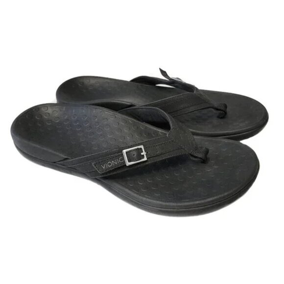 Vionic Bella II Black Orthotic Flip Flops Women’s Sandals Comfort Arch Support 8 - Picture 1 of 9